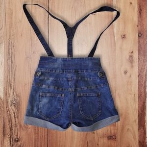 Retro High Rise Overall Shorts Adjustable straps